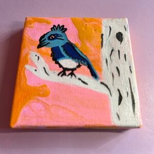 Original Whimsical Colorful Bird Painting